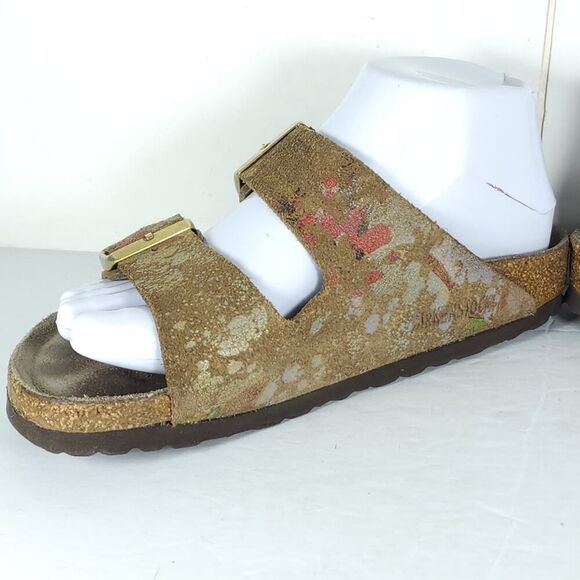 BIRKENSTOCK Women's Arizona US6 EU37 Flower Crush Mocca Suede Slide Sandals - Picture 7 of 16